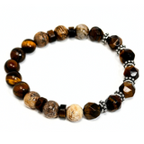 Men's Tiger's Eye & Picture Jasper Bracelet