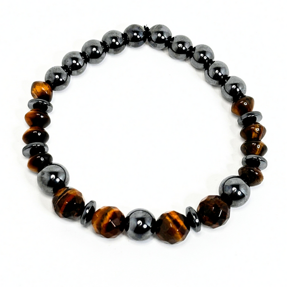 Tiger's Eye & Hematite Men's Bracelet