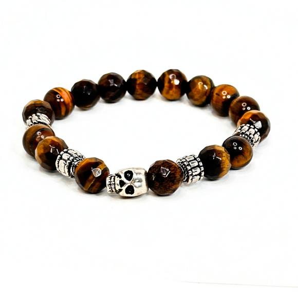 Skull & Tiger's Eye Men's Bracelet