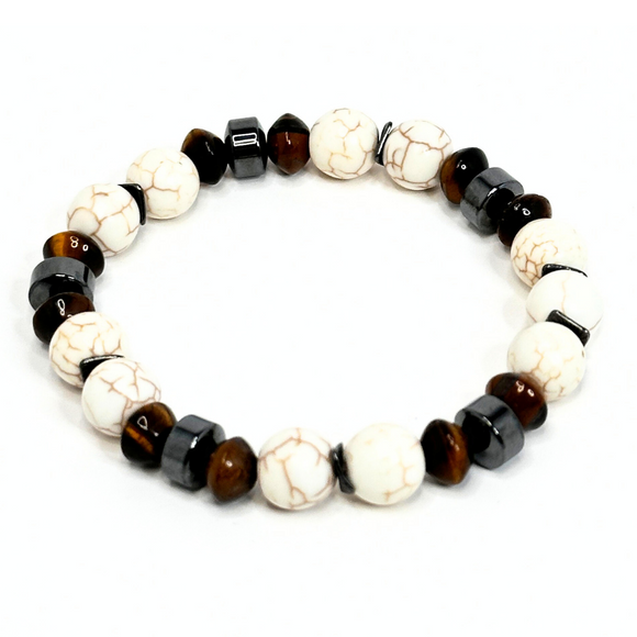 Tiger's Eye, Hematite & Howlite Men's Bracelet