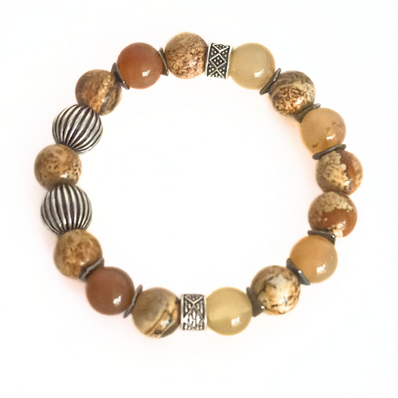 Picture Jasper & Agate Men's Bracelet