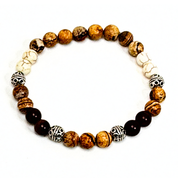 Picture Jasper & Howlite Men's Bracelet