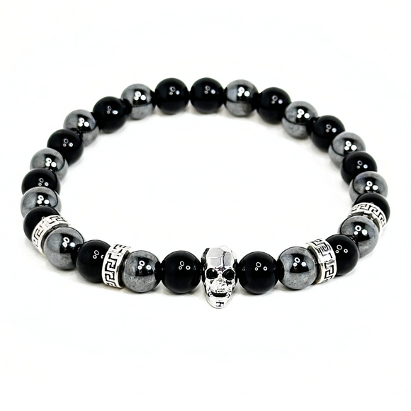 Men's Skull Hematite Bracelet