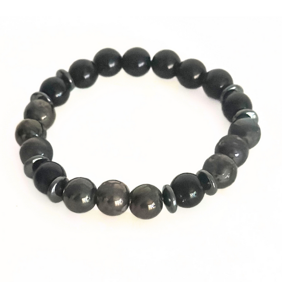 Gunmetal, Black & Hematite Men's Bracelet