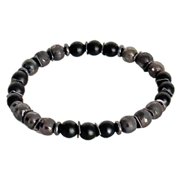 Gunmetal, Black & Hematite Men's Bracelet