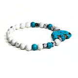 Elephant Charm, Hematite and Howlite Women's Bracelet