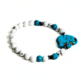 Elephant Charm, Hematite and Howlite Women's Bracelet