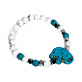 Elephant Charm, Hematite and Howlite Women's Bracelet