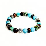 Tiger Eye, Turquoise and Hematite Women's Bracelet