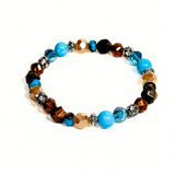 Tiger Eye, Turquoise and Siderolite Women's Bracelet