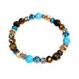 Tiger Eye, Turquoise and Siderolite Women's Bracelet