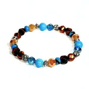 Tiger Eye, Turquoise and Siderolite Women's Bracelet