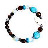 Butterfly Charm, Tiger Eye, Moonstone and Howlite Women's  Bracelet