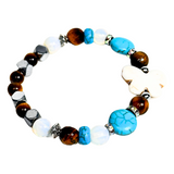 Butterfly Charm, Tiger Eye, Moonstone and Howlite Women's  Bracelet