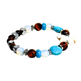 Butterfly Charm, Tiger Eye, Moonstone and Howlite Women's  Bracelet