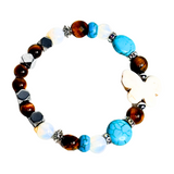 Butterfly Charm, Tiger Eye, Moonstone and Howlite Women's  Bracelet