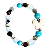 Butterfly Charm, Turquoise, Tiger Eye, Moonstone and Howlite Women's  Bracelet