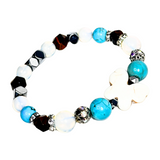 Butterfly Charm, Turquoise, Tiger Eye, Moonstone and Howlite Women's  Bracelet