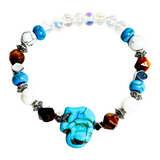 Elephant Charm, Tiger Eye, Hematite and Howlite Women's Bracelet