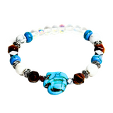 Elephant Charm, Tiger Eye, Hematite and Howlite Women's Bracelet