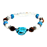 Elephant Charm, Tiger Eye, Hematite and Howlite Women's Bracelet