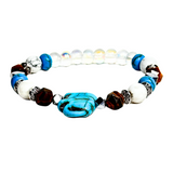 Elephant Charm, Tiger Eye, Hematite and Howlite Women's Bracelet