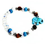 Elephant Charm, Tiger Eye, Hematite and Howlite Women's Bracelet