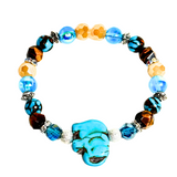 Elephant Charm, Tiger Eye and Siderolite Women's Bracelet