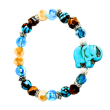 Elephant Charm, Tiger Eye and Siderolite Women's Bracelet