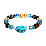 Elephant Charm, Tiger Eye and Siderolite Women's Bracelet