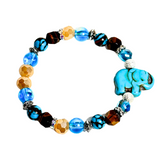 Elephant Charm, Tiger Eye and Siderolite Women's Bracelet