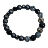 Snowflake Jasper and Hematite Men's Bracelet