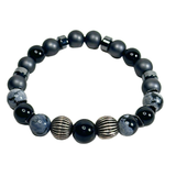 Snowflake Jasper and Hematite Men's Bracelet