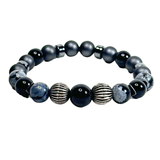 Snowflake Jasper and Hematite Men's Bracelet