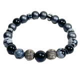 Snowflake Jasper and Hematite Men's Bracelet