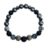 Snowflake Jasper and Hematite Men's Bracelet