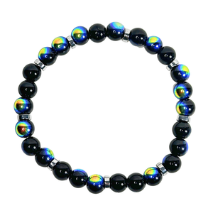 Black Aura and Hematite Men's Bracelet