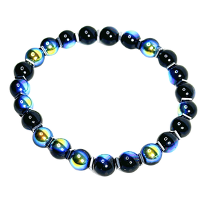 Black Aura and Hematite Men's Bracelet