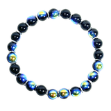 Black Aura and Hematite Men's Bracelet