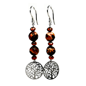 Tree of Life Tiger Eye Earrings