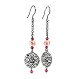 Pink Flower Charm Drop Earrings