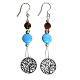 Tree of Life, Tiger Eye and Howlite Earrings