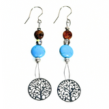 Tree of Life, Tiger Eye and Howlite Earrings