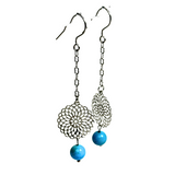 Flower Charm and turquoise Drop Earrings