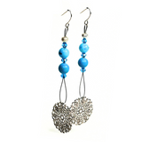 Flower Charm and Turquoise Drop Earrings