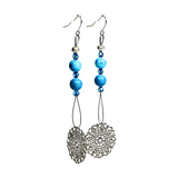 Flower Charm and Turquoise Drop Earrings