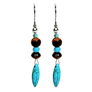 Tiger Eye and Howlite Drop Earrings