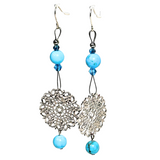 Flower Charm and Turquoise Drop Earrings