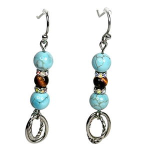 Turquoise and Tiger Eye Earrings