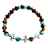 Cross, Tiger Eye and Siderolite Women's Bracelet